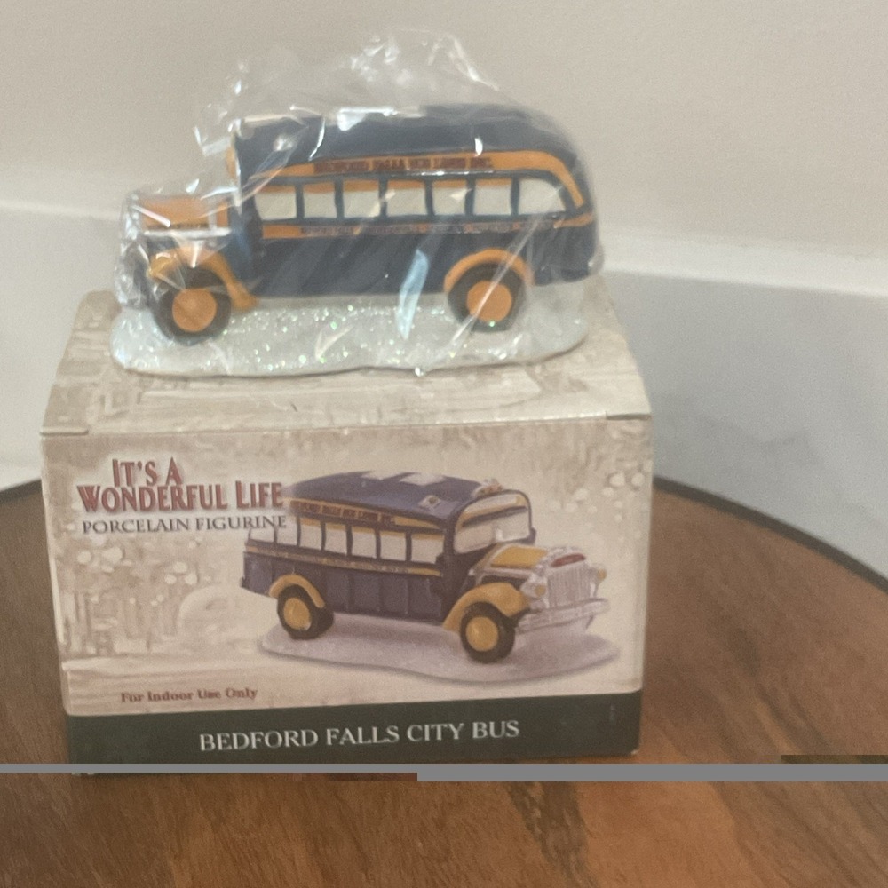 It's A Wonderful Life Enesco 2006 Bedford Falls City Bus NIB New George Bailey